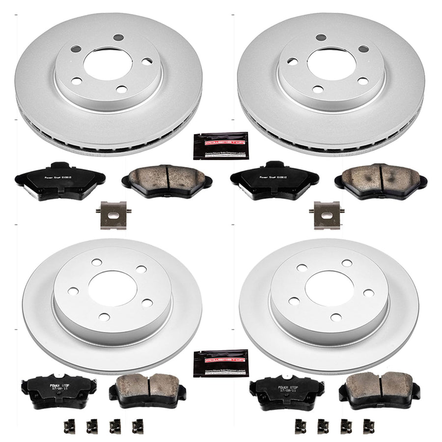 Power Stop Coated Brake Rotor & Ceramic Brake Pads- front & rear CRK1300 For Ford Mustang 1994-1998 [Model Specific]