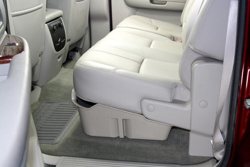 Under Seat Storage DuHa 10044 fits 2007-2013 Silverado/Sierra Crew Cab & 2007-2014 Heavy Duty Crew Cab | Tan Heavy-Duty Back Seat Organizer | Durable Construction | Includes Dividers