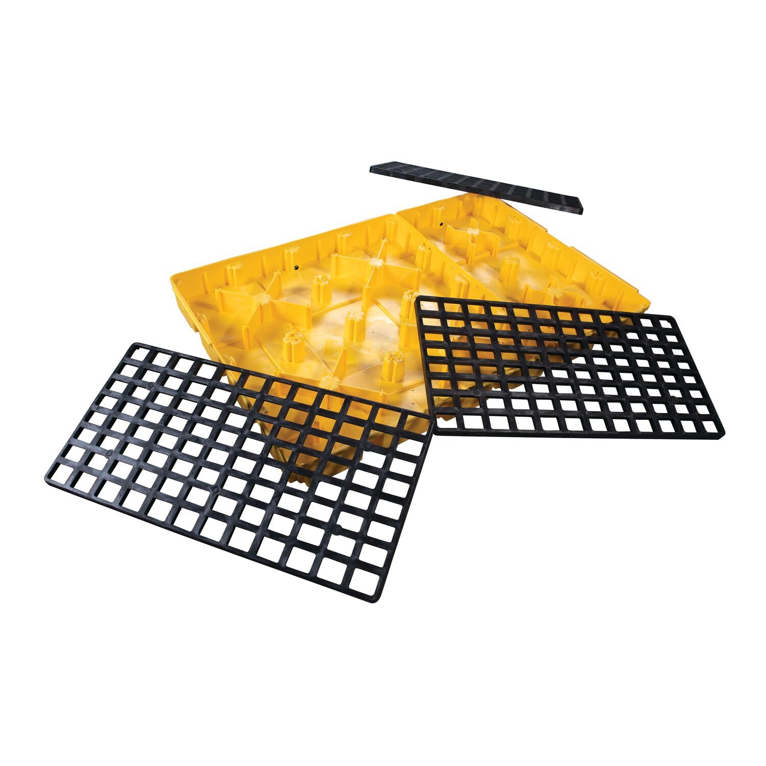 6 Eagle Drum Spill Platform with Drain and Forklift Pockets, 78.25"x51.5"x6.5", 88 Gallon Sump, 10,000 lbs. Load Capacity Containment Tray, Made in USA, Yellow, 1686D