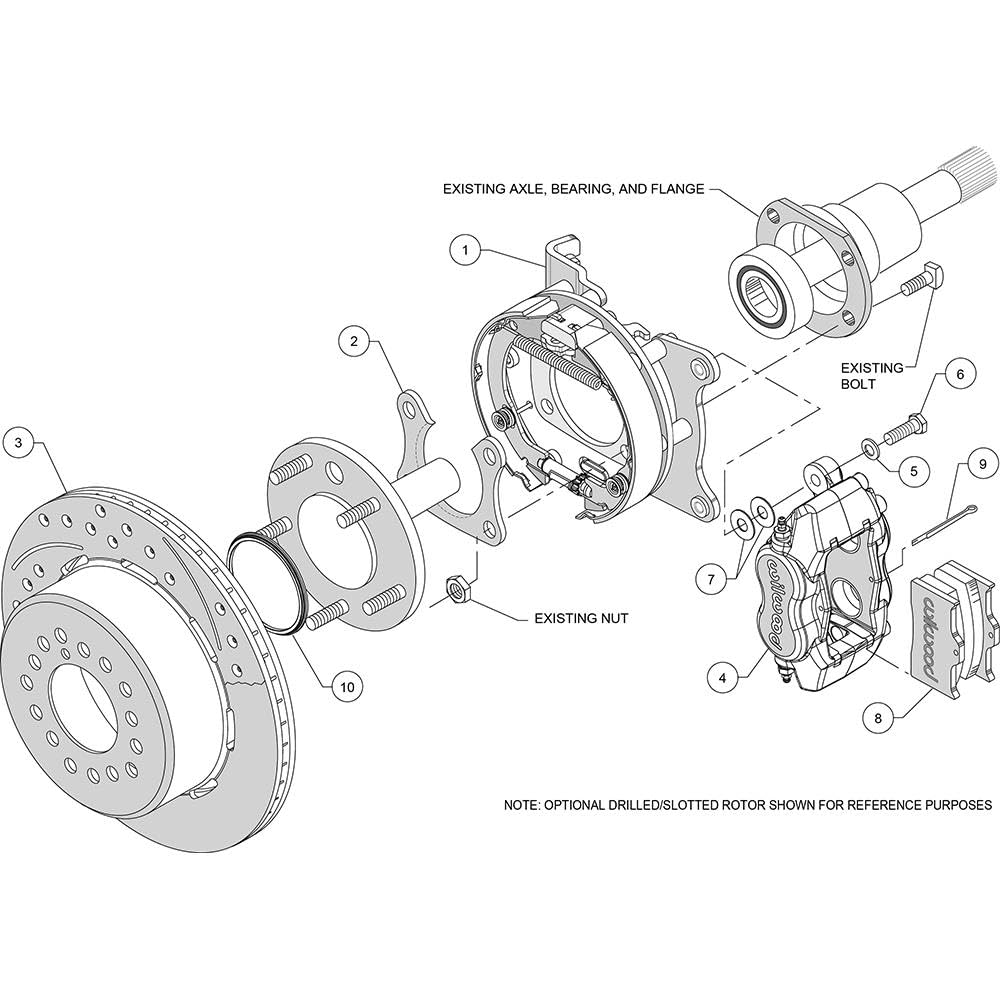WILWOOD FDL P/S 140-7147-D Park Brake Kit, Drilled 58-64 Olds/Pontiac Ends