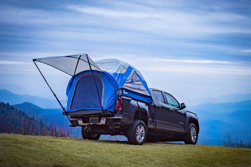 Sportz Napier Truck Tent | Pickup Truck Bed Camping Tent | Full Rainfly | Sturdy and Spacious 2-Person Truck Tent | Easy 15-Minute Setup | Blue/Gray