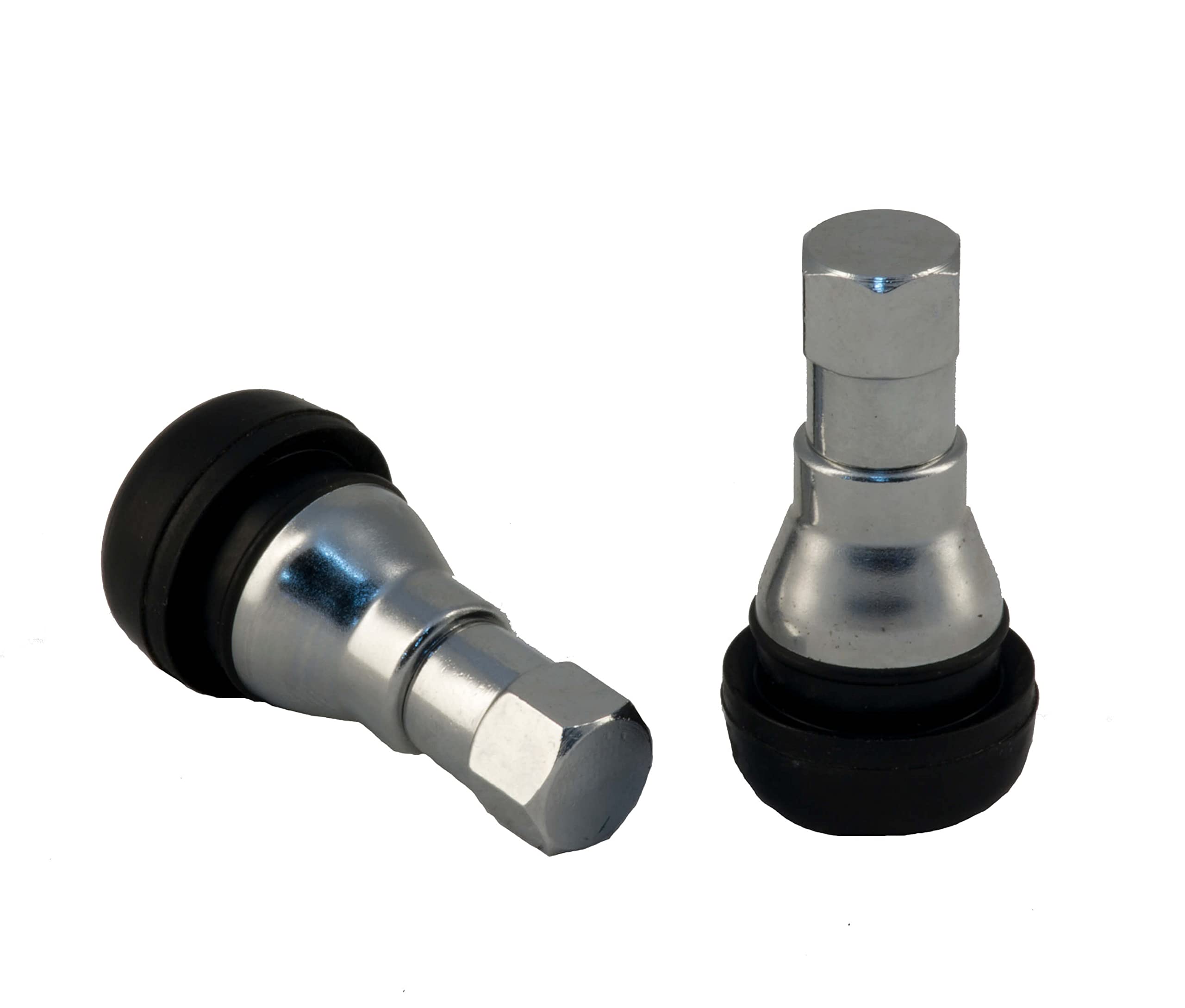 C504S Rocket Racing Wheels Short Chrome Sleeve Rubber Valve Stem