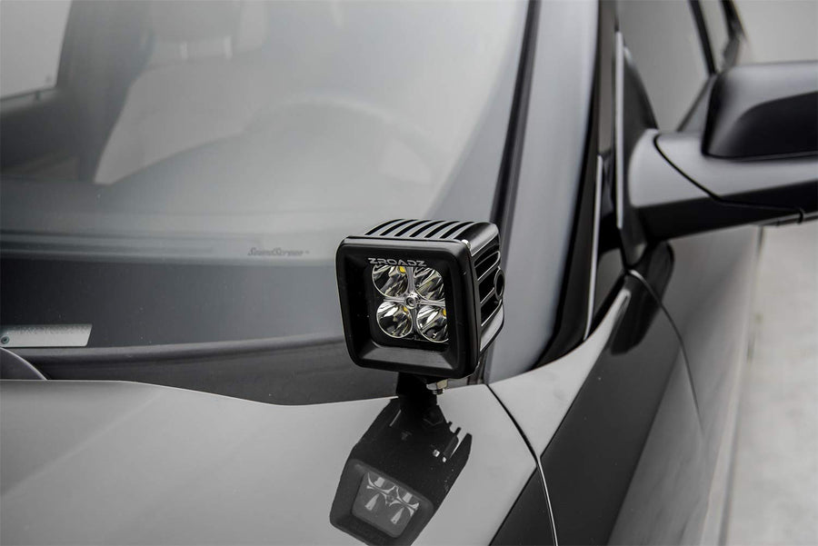 ZROADZ LED Mounting Bracket Ditch Hood Hinge - Compatible w/ 2016-2017 Ford Explorer - to Mount (2) 3 Inch LED Pod Lights - Mild Steel Gloss Black - Bolt-On Easy Installation - PN #Z366641
