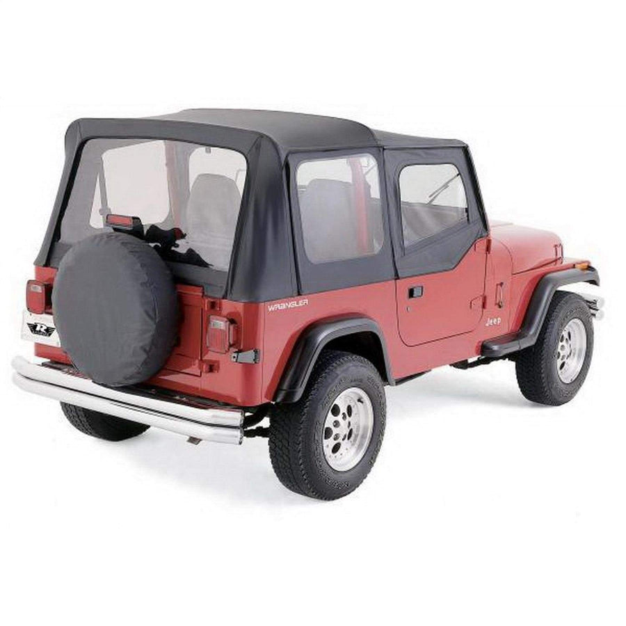 Rampage Products Factory Replacement Rampage Soft Top with Door Skins | Vinyl, Black Denim with Clear Windows | 99615 | Fits 1988 - 1995 Jeep Wrangler YJ