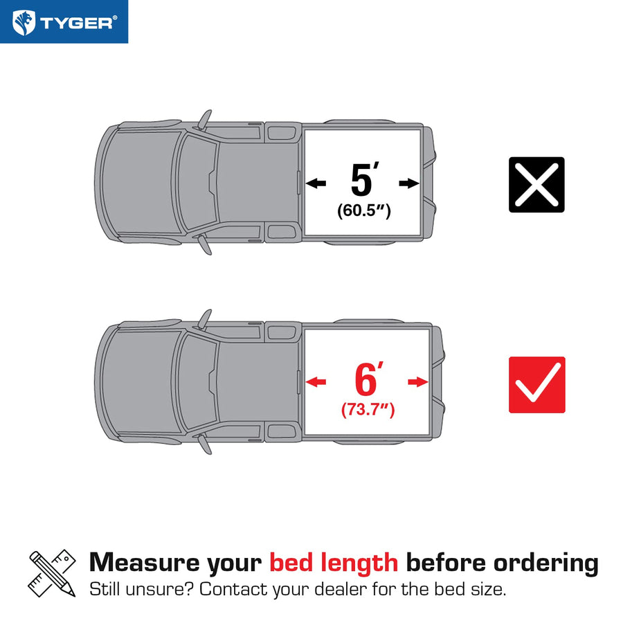 Tyger Auto T1 Truck Bed Soft Roll-up Tonneau Cover Compatible with 2016-2023 Toyota Tacoma | 6' (74") Bed | TG-BC1T9045