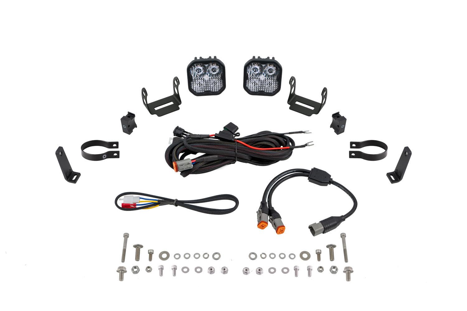 SS3 Diode Dynamics Universal 2 Inch Roll Bar Bumper Light Kit, White Combo Sport