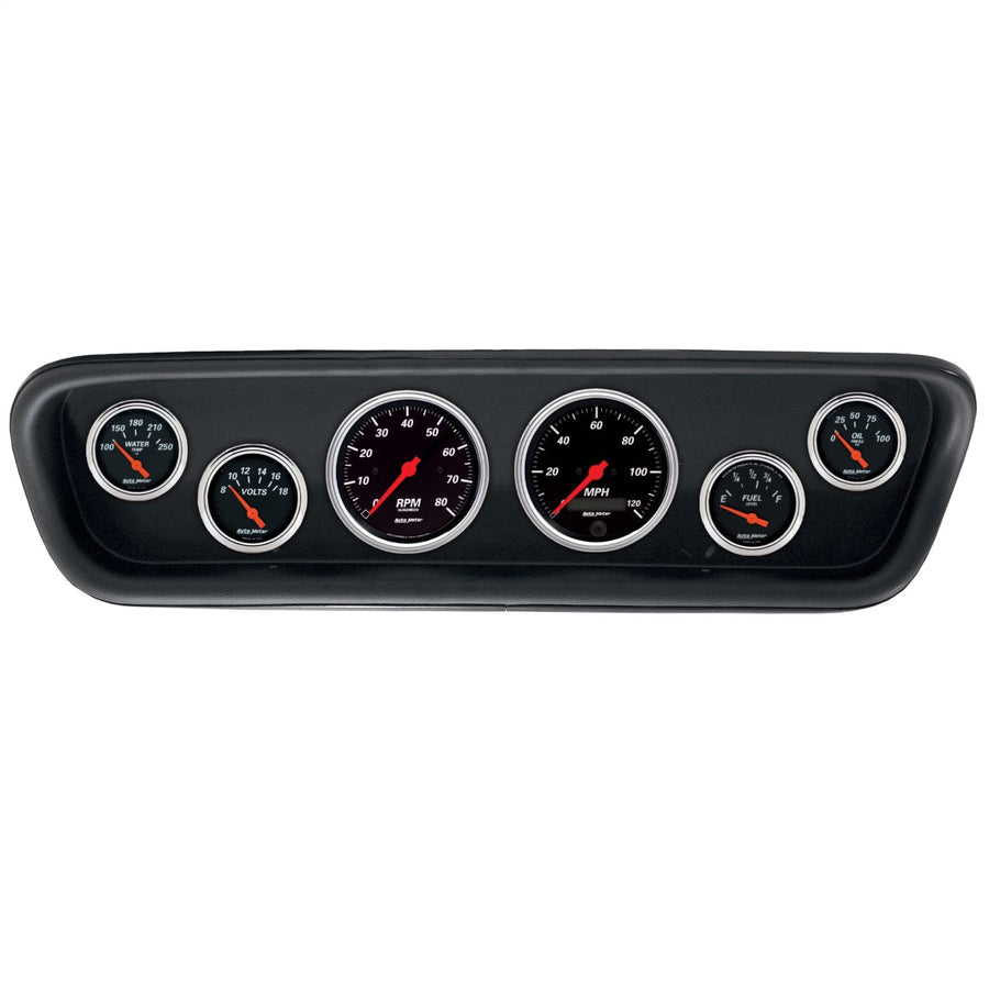 AutoMeter Dash Kit Direct Fit, (3 3/8" X2, 2 1/16" X4), Ford Mustang 64-65, Designer Black (2107-06)
