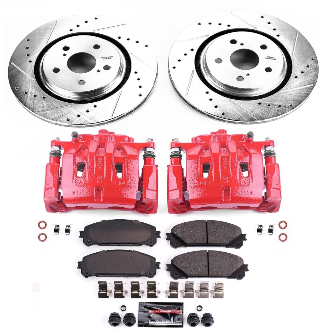 Power Stop Z23 KC7688A Evolution Sport Front Brake Caliper Kit- Brake Rotors, Brake Pads and Brake Calipers For Lexus RX350 2016-2018, Lexus RX450h 2016-2021 [Model Specific]