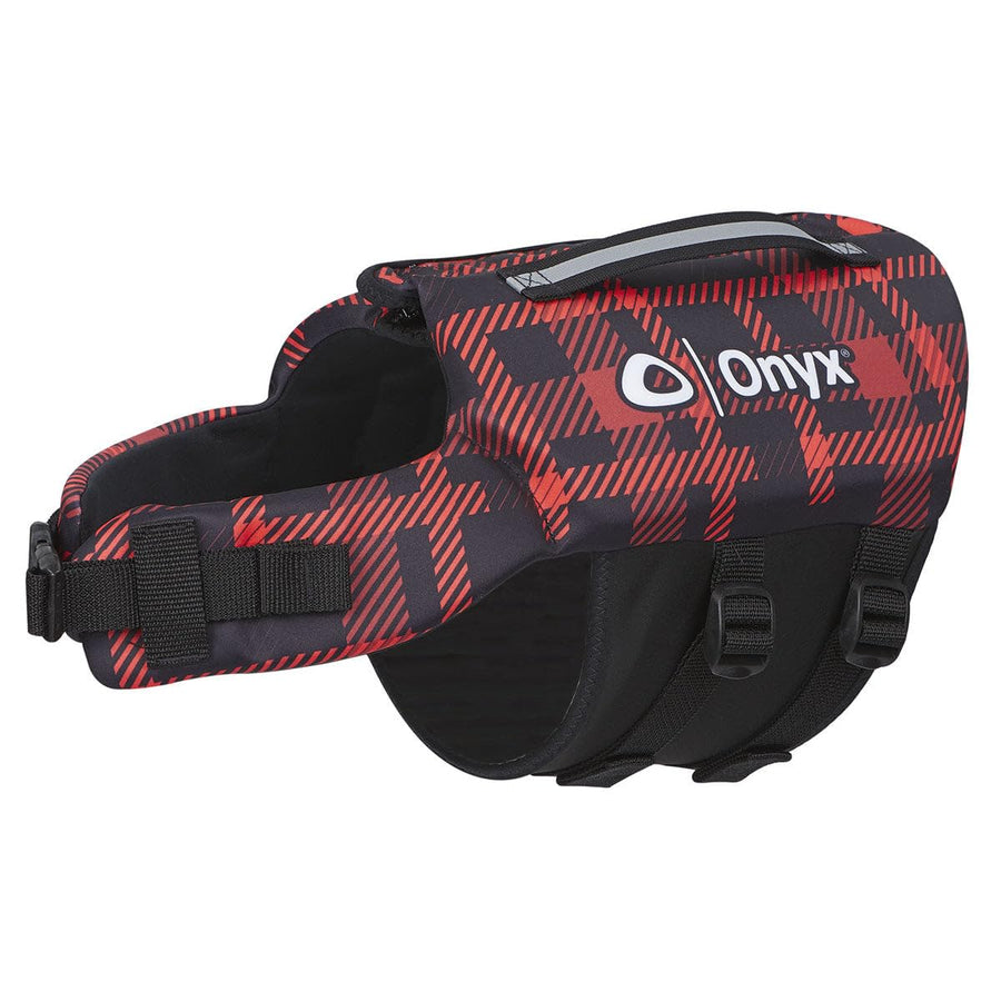 Red Plaid ONYX Neoprene Dog Life Vest, X-Small