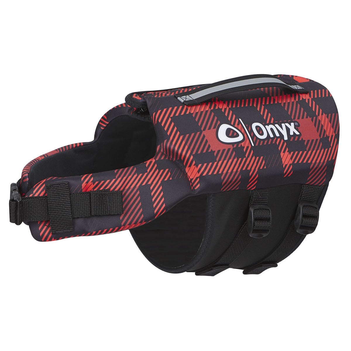 Red Plaid ONYX Neoprene Dog Life Vest, Medium