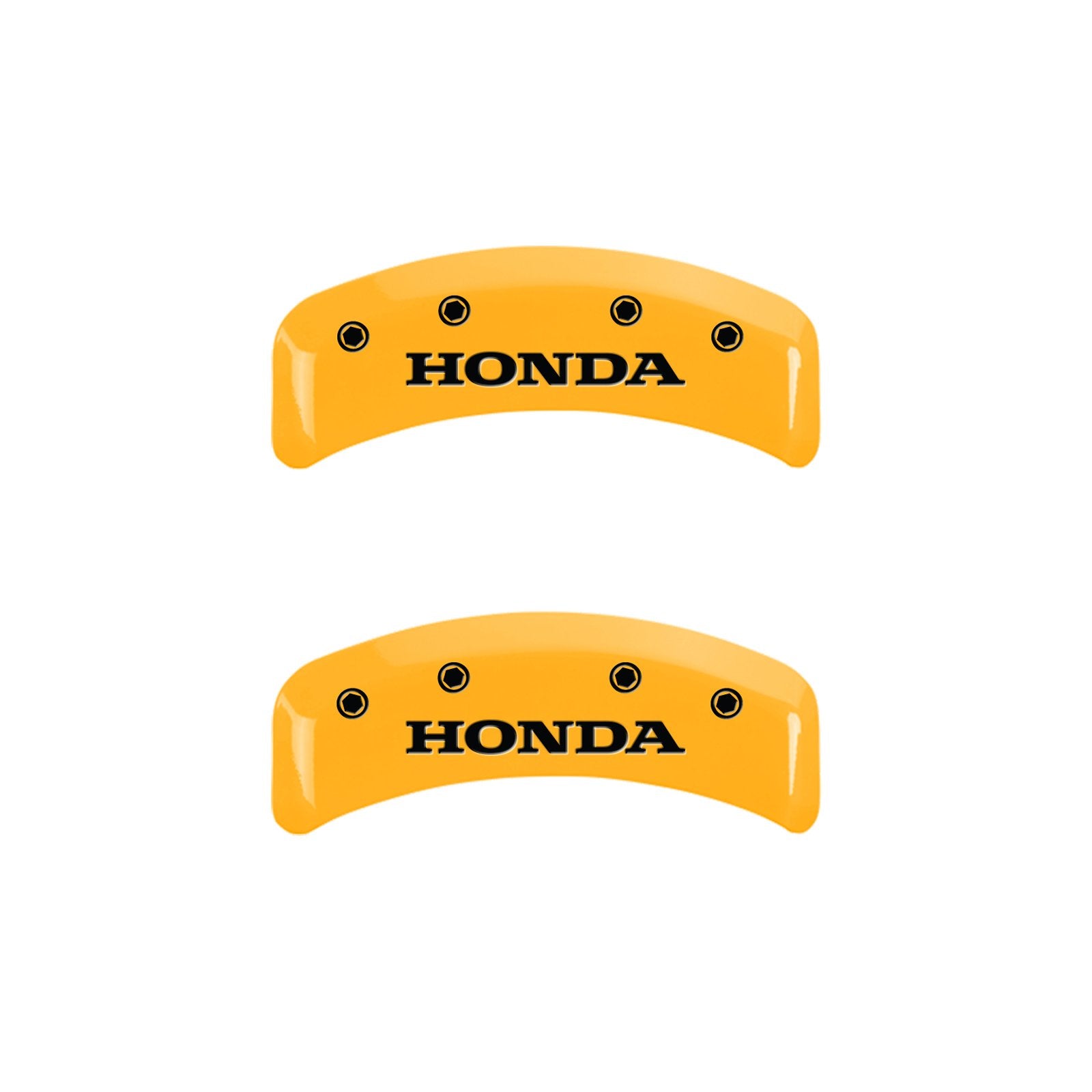 Caliper Covers MGP 20130SHONYL, Set of 4 (Yellow Engraved Front and Rear: Honda Powder Coat Finish Black Characters)