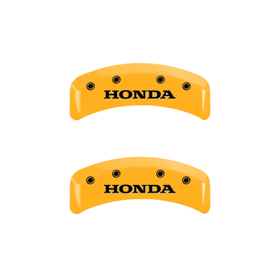 Caliper Covers MGP 20130SHONYL, Set of 4 (Yellow Engraved Front and Rear: Honda Powder Coat Finish Black Characters)
