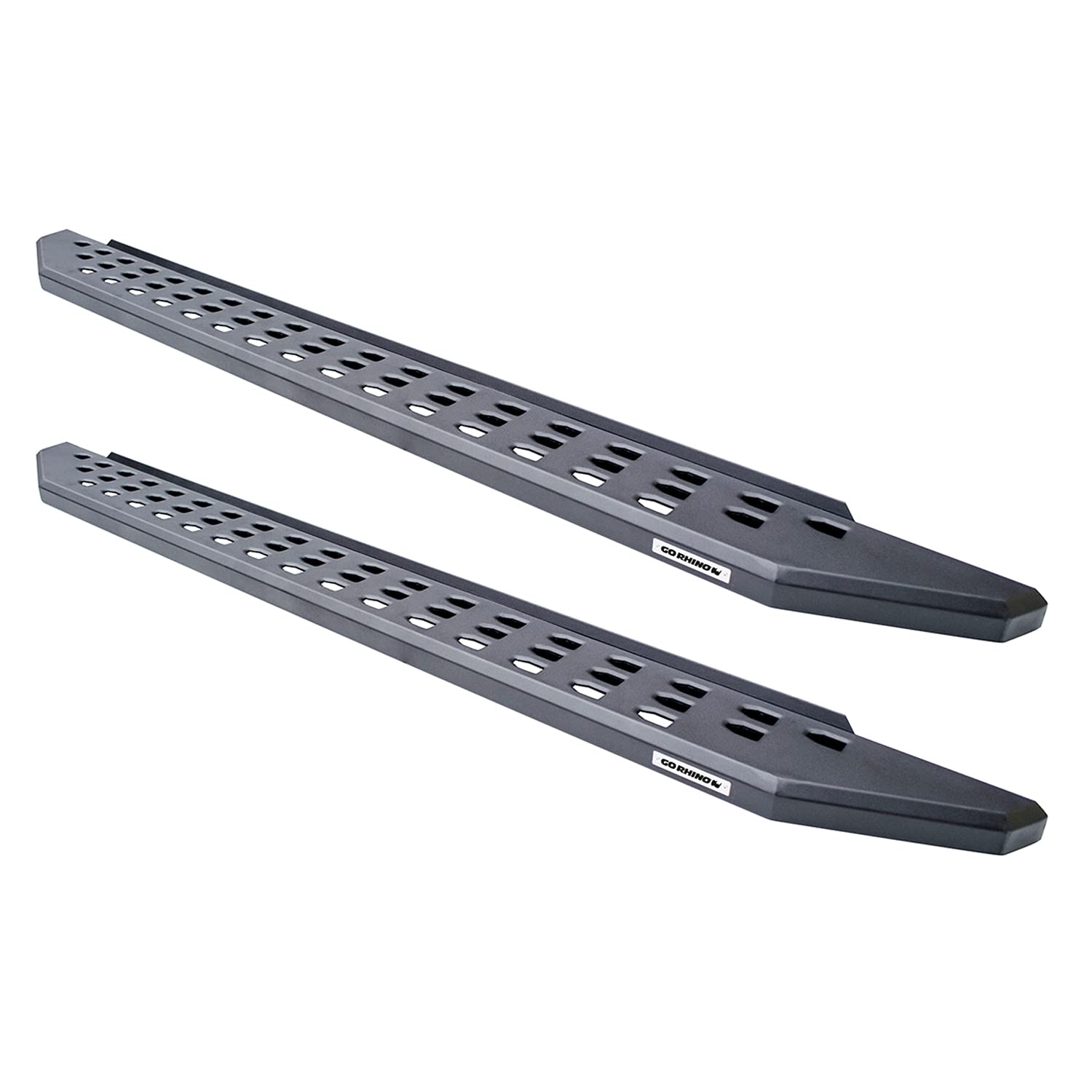 RB20 Running Boards & Brackets Go Rhino | Galvanized Steel, Textured Black | 69441687PC | Fits 2007-2021 Toyota Tundra Crew Max Pickup