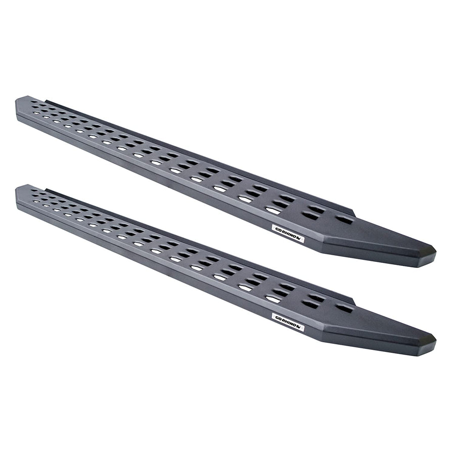 RB20 Running Boards & Brackets Go Rhino | Galvanized Steel, Textured Black | 69441687PC | Fits 2007-2021 Toyota Tundra Crew Max Pickup