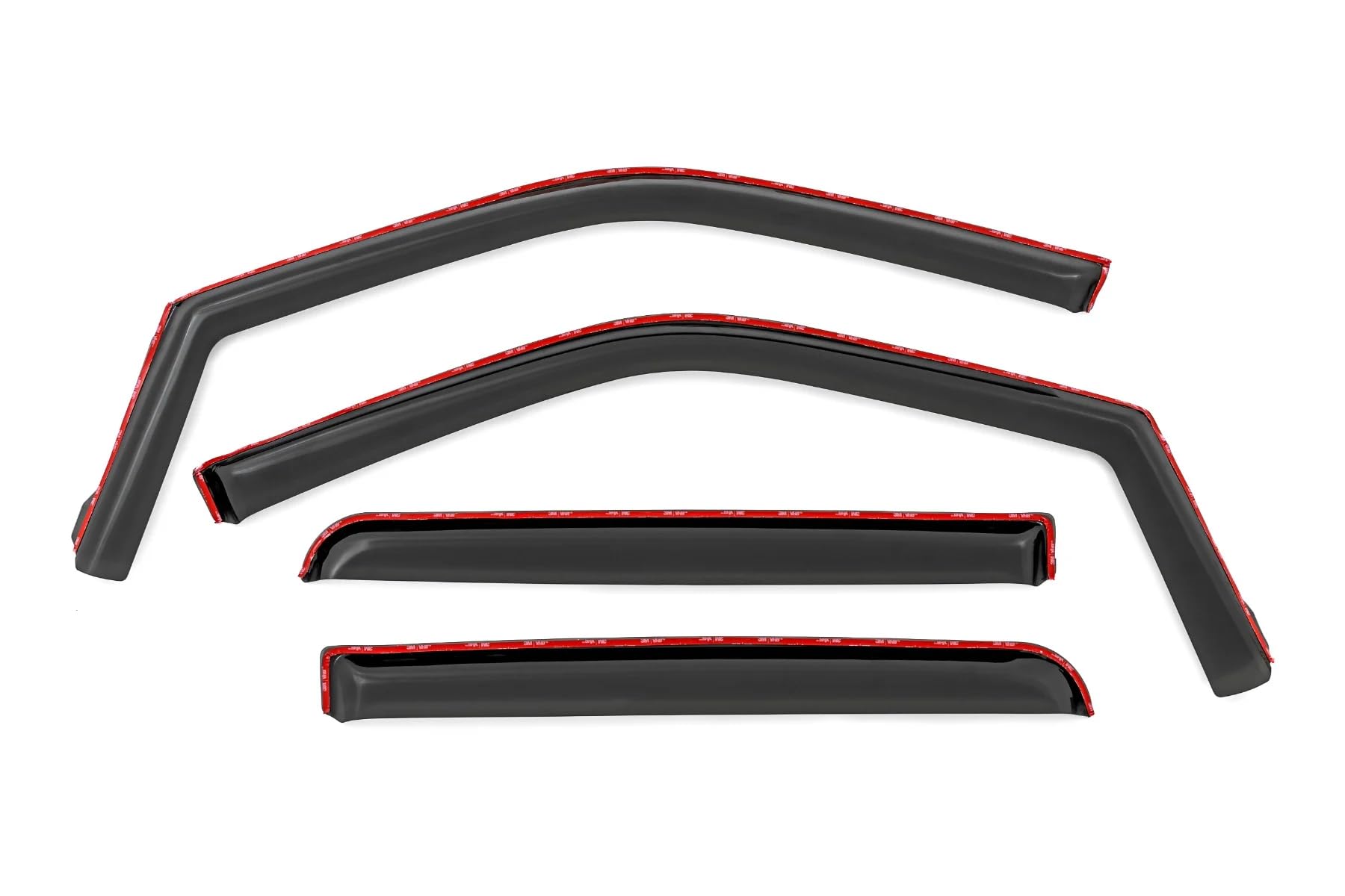 Rough Country Window Rain Guards in-Channel for Ford F-150, Lightning, F-250, F-350, Raptor Crew Cab (2015-2025) - Low Profile Visors, 4-Pc Rain Guard for Trucks