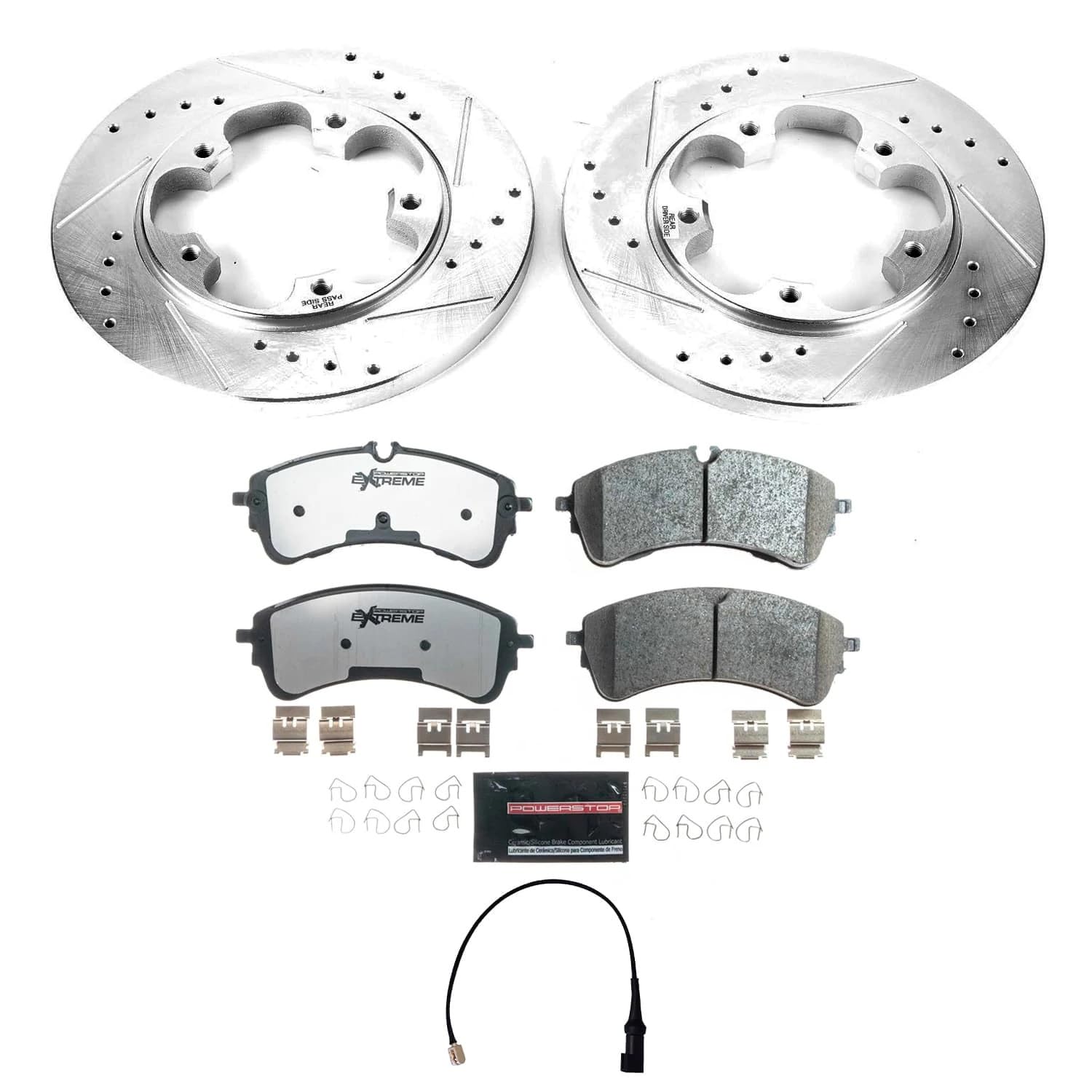 Rear PowerStop Z36 Truck & Tow Brake Kit with Carbon-Fiber Ceramic Brake Pads and Drilled and Slotted Rotors For Ford Transit-150 2021, Ford Transit-250 2021, Transit-350 2021 [Vehicle Specific], K9057-36