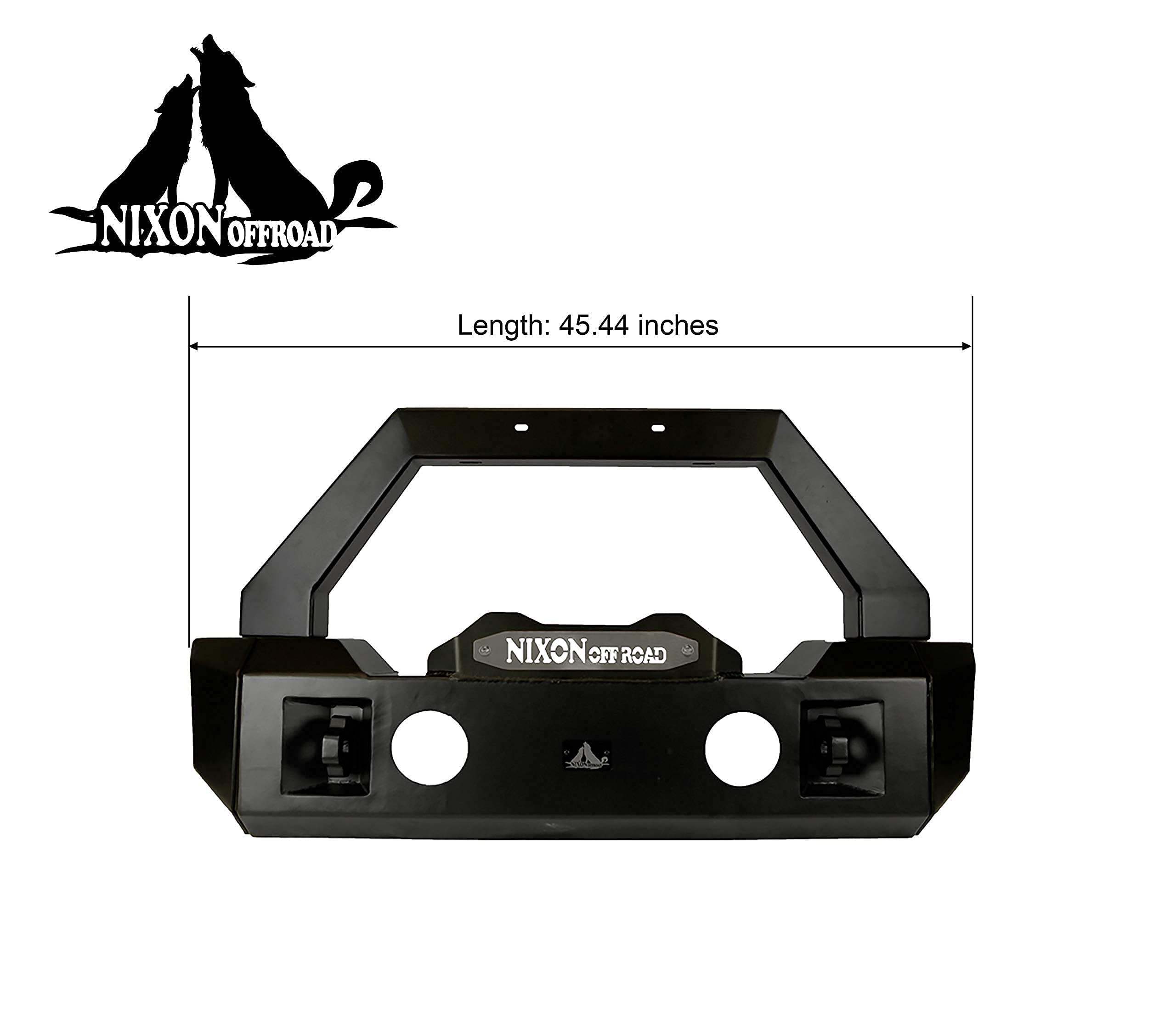 NIXON OFFROAD Heavy Duty Front Bumper For Fit 2018-2023 Jeep Wrangler JL/JLU & 2019-2023 Jeep Gladiator JT, Black Steel Front Bumper Rock Crawler w/Fog Light Hole & 2 x D-ring Shackles