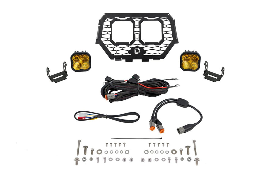 Stage Series Diode Dynamics LED Grille Kit compatible with Polaris RZR XP 2014-2023, Yellow Combo Sport