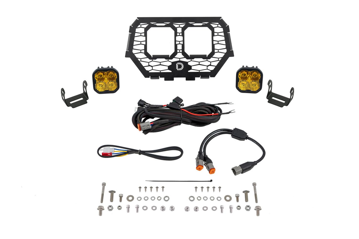 Stage Series Diode Dynamics LED Grille Kit compatible with Polaris RZR XP 2014-2023, Yellow Combo Pro