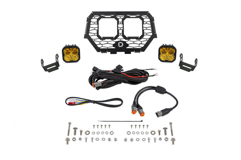Stage Series Diode Dynamics LED Grille Kit compatible with Polaris RZR XP 2014-2023, Yellow Combo Pro