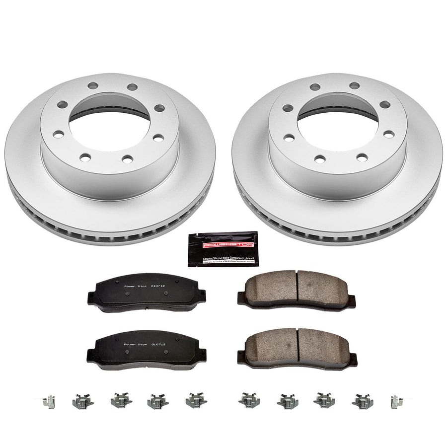 Power Stop Coated CRK1781 Brake Rotor & Ceramic Brake Pads- front