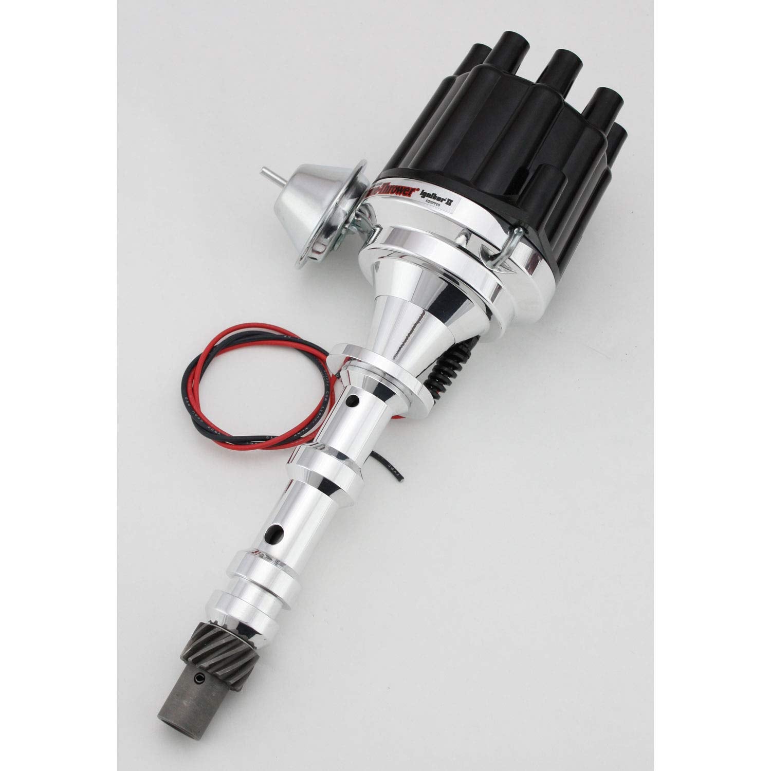 Pertronix D101700 Flame-Thrower Vacuum Advance Plug and Play Black Cap Billet Electronic Distributor with Ignitor II Technology for Chevrolet 409