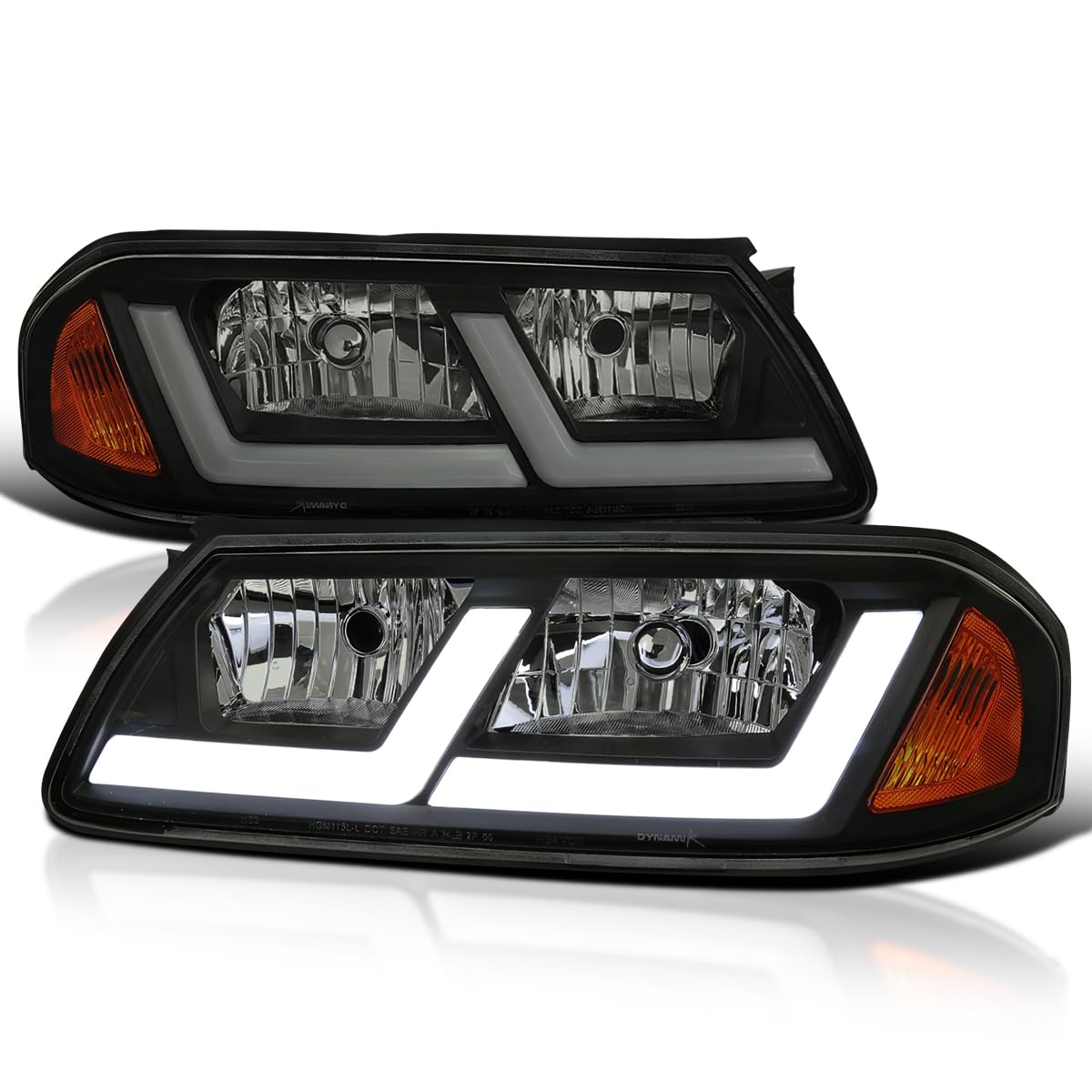 Black Smoke LED Tube Headlights SPEC-D TUNING Compatible with 2000-2005 Chevy Impala, Left + Right Pair Headlamps Assembly