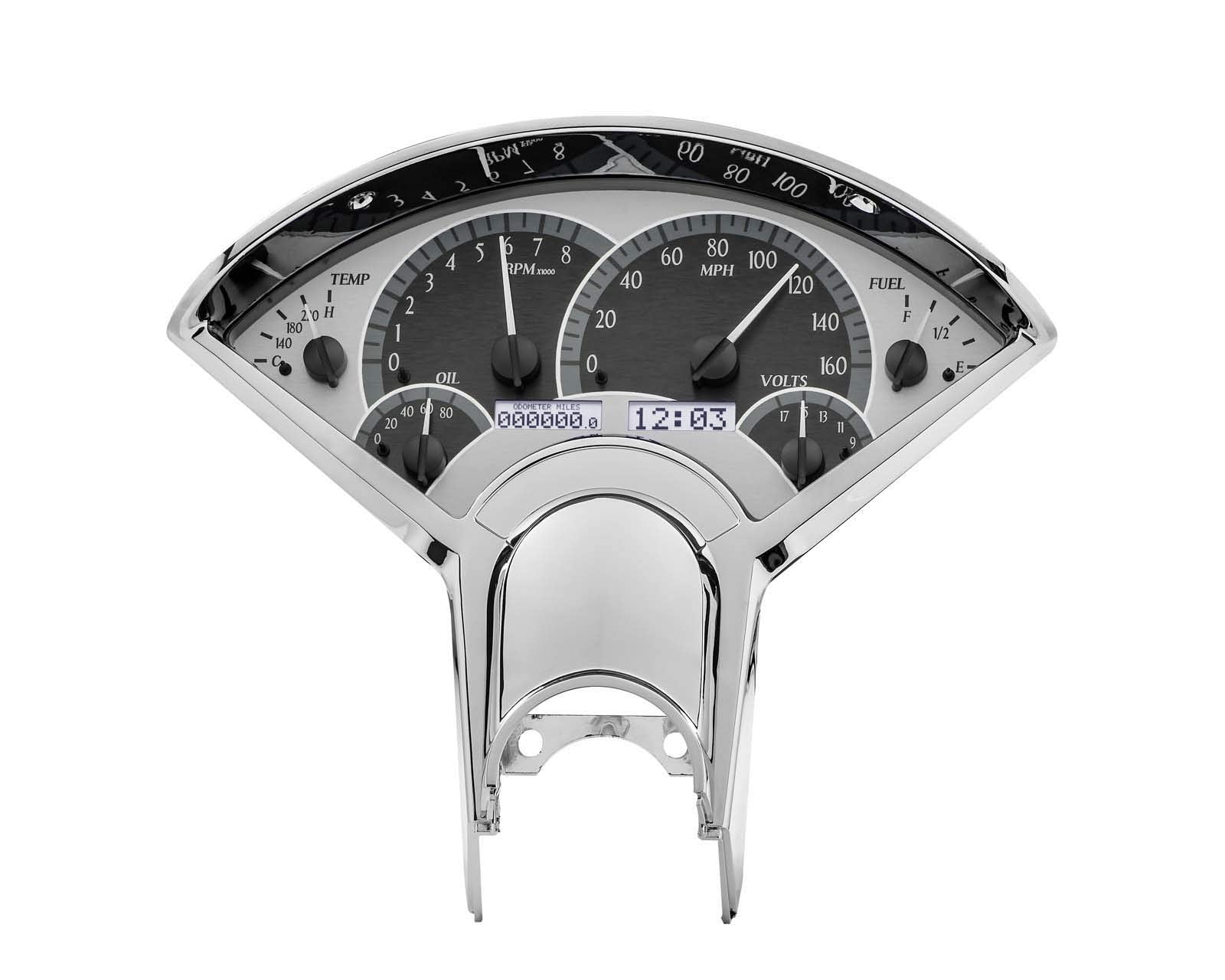Dakota Digital VHX-55C-S-W 55 56 Chevy Car Analog Dash Gauges Silver Alloy White