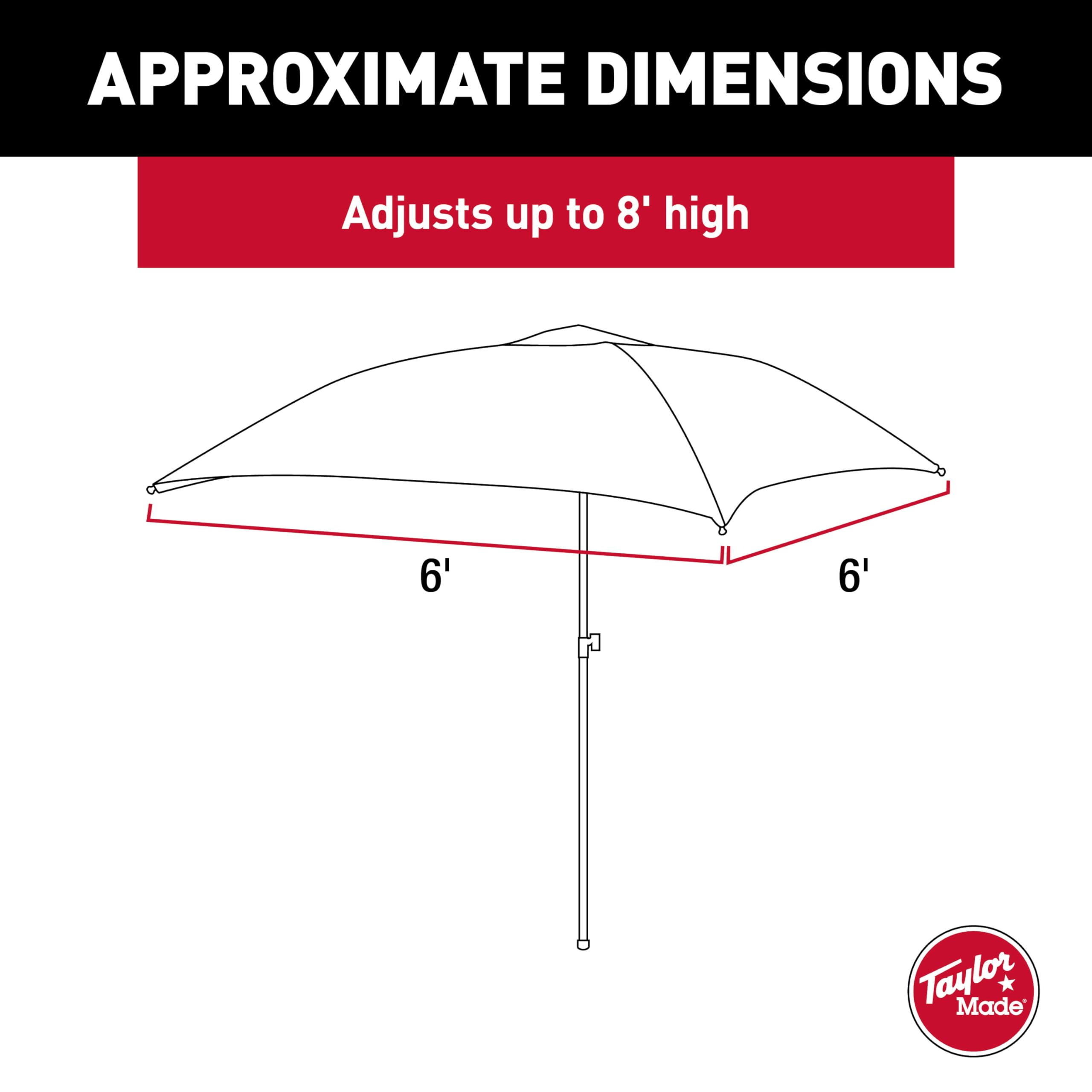 Taylor Made Anchorshade III Boat Shade, 6' x 6', Burgandy, Adjustable Aluminum Pole to 8 Feet, UV-Treated Fade-Resistant Nylon, Market-Style Top, Carrying Case, Fits Most Boats and Benches – 22056