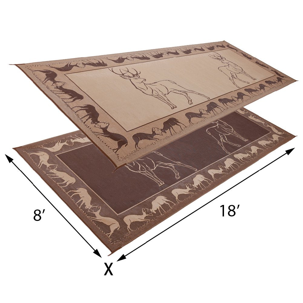 Camping Stylish PE1 Black /Brown/Beige 8-Feet x 18-Feet Deer Mat