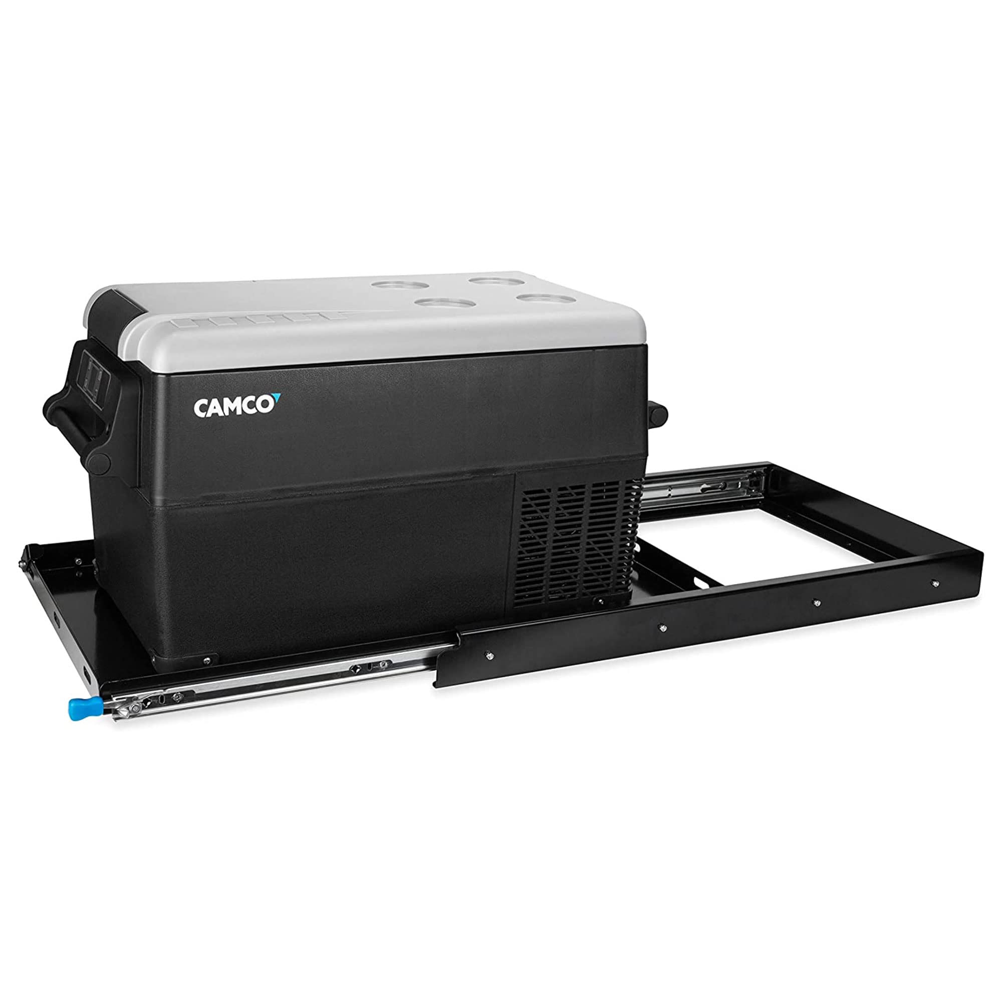 Camco Retractable 51530 Floor Mounted Portable Electric Refrigerator Slide with Durable Steel Construction and Smooth Ball Bearings, Medium