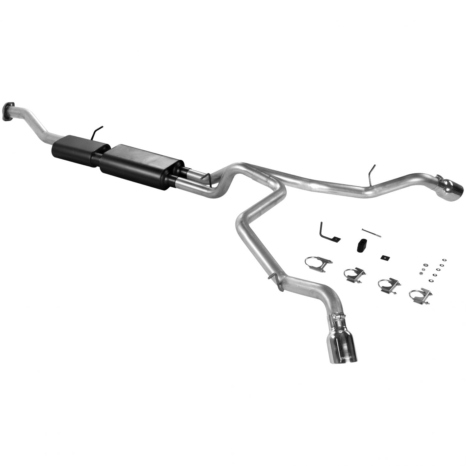 American Thunder Flowmaster 17342 Cat-Back Exhaust Kit 3 Inch Aluminized Steel 2.5 Inch Tailpipes 3 Inch Polished Tips Compatible with 2001-2006 Chevy Suburban Avalanche GMC Yukon XL 1500 5.3L