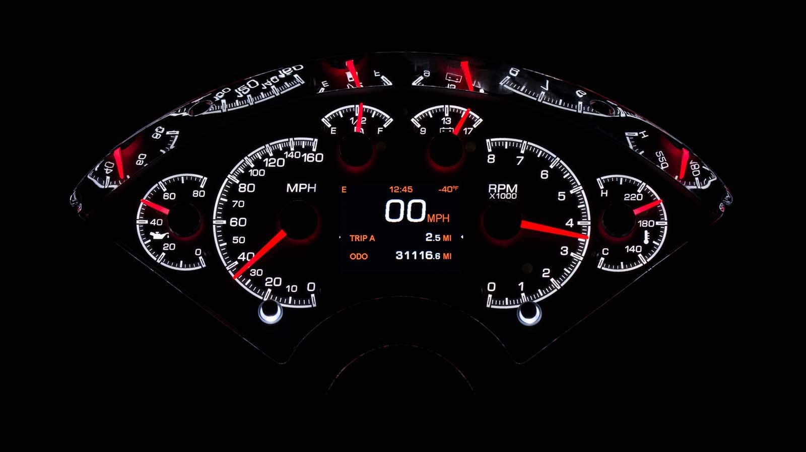 Dakota Digital 55-56 Chevy Customizable Gauge Kit Silver Alloy HDX-55C-S