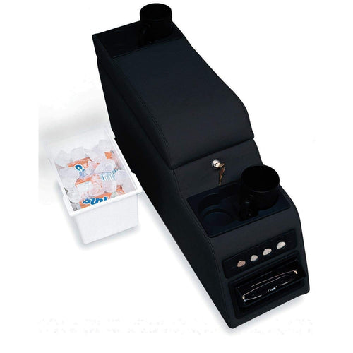Locking Center Console RAMPAGE PRODUCTS for Jeep CJ | Black Denim | 31515 | Fits 1976-1983 Jeep CJ5 / 1976-1986 Jeep CJ7 / 1987-1995 Wrangler YJ