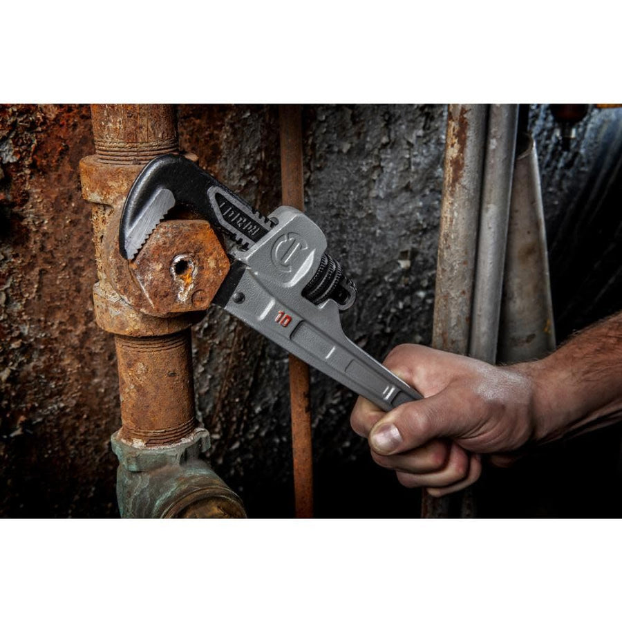 10" Crescent Aluminum Slim Jaw Pipe Wrench - MRO & Plumbing Wrench with Slim Jaw Design - Premium Hand Tool - CAPW10S