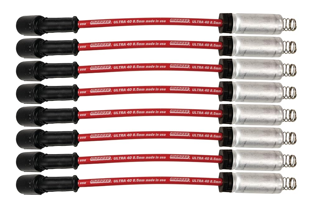 Moroso Red Ultra 40 8.5MM, Fits GM LS 4.8/5.3/6.0/6.2 Engines, 11" Length w/Heatshields