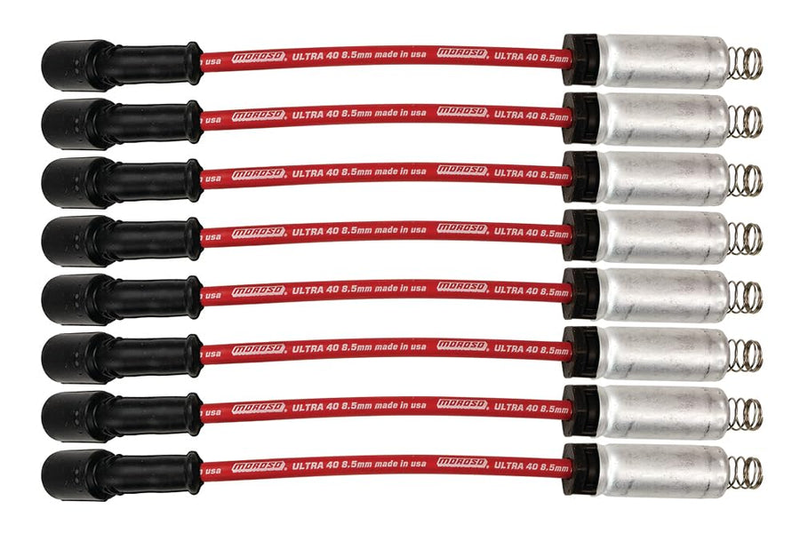Moroso Red Ultra 40 8.5MM, Fits GM LS 4.8/5.3/6.0/6.2 Engines, 11" Length w/Heatshields