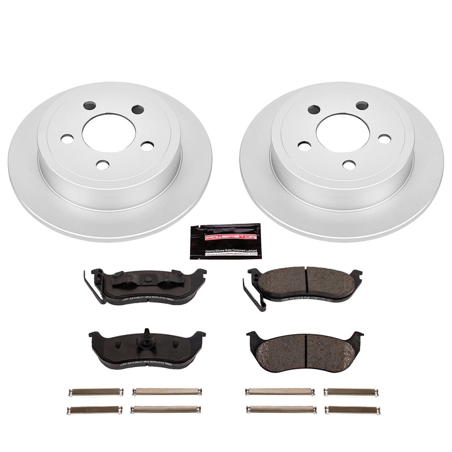 Power Stop Coated Brake Rotor & Ceramic Brake Pads CRK2197- rear For Jeep Liberty 2003-2007, Jeep Wrangler 2003-2006 [Model Specific]