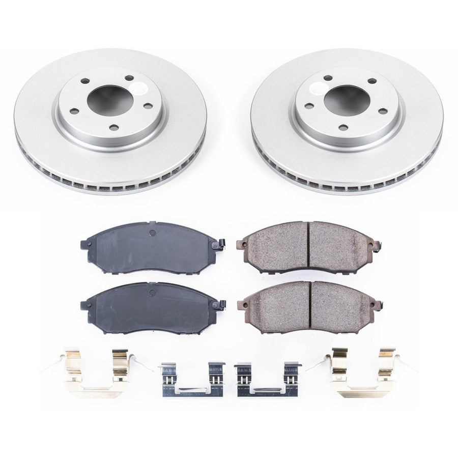 Power Stop CRK152 Brake Rotor & Coated Ceramic Brake Pads- front For INFINITI M45 2003-2004, INFINITI Q45 2002-2006 [Model Specific]