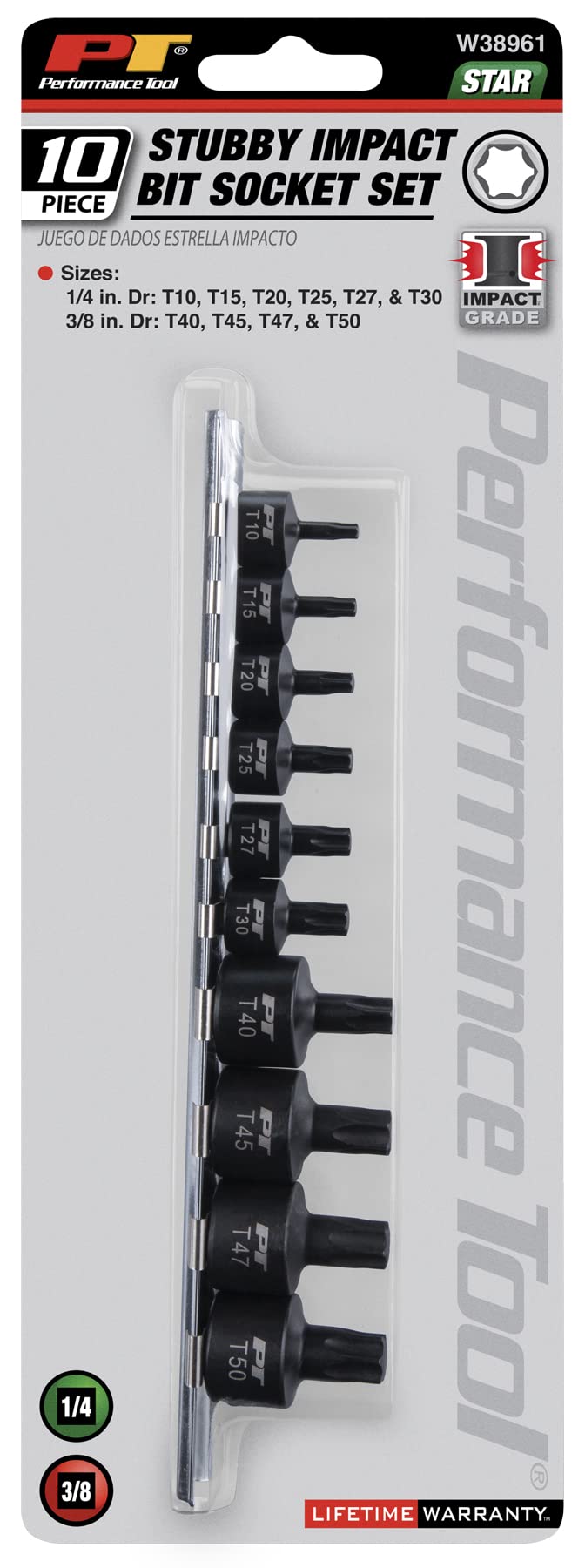 10-Piece Performance Tool W38961 Impact Star Bit Socket Set