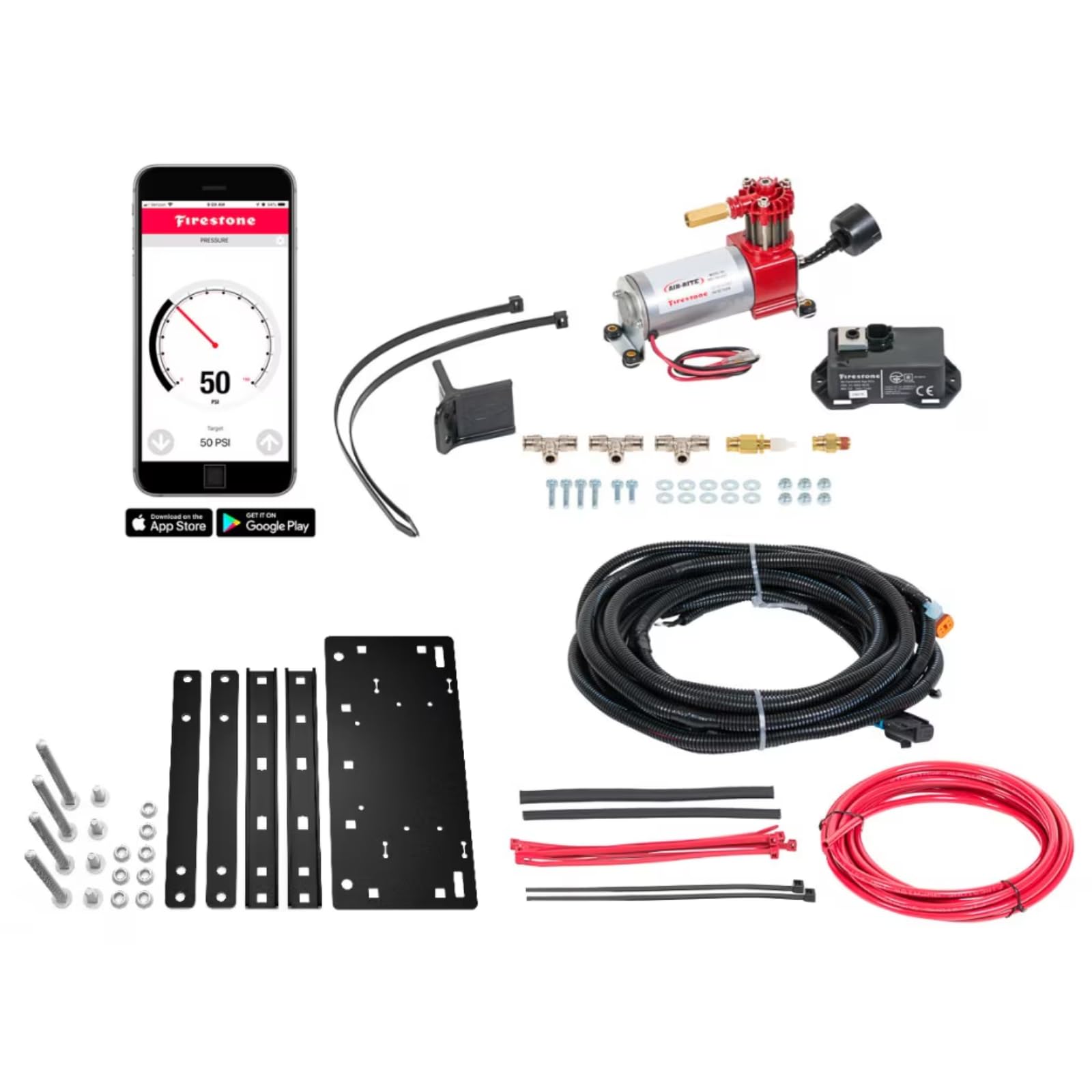 Air Command Firestone 2920 Single Wireless App Standard Compressor Kit fits Air Helper Springs (1/4" Tubing) | 100 PSI | Single Path | Easy Installation
