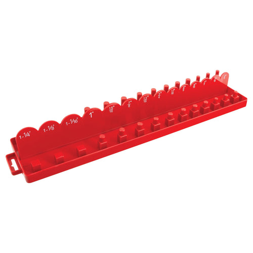 28-Piece Performance Tool W775 1/2-Inch Drive Socket Holder with Pre-Marked Sizes for Standard and Deep Wall SAE Sockets and Accessories