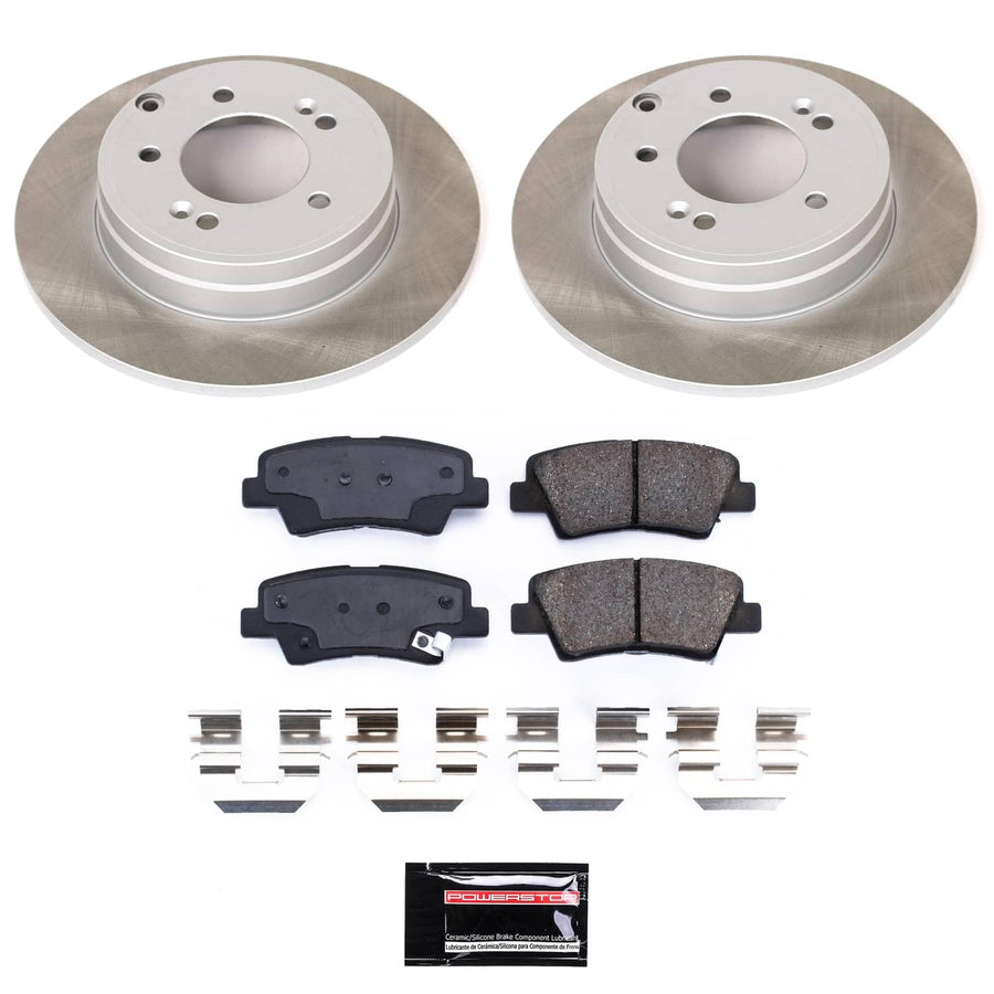 Power Stop SC9060 Brake Kit Rear With Semi-Coated Brake Rotors and Ceramic Brake Pads & Hardware For Hyundai Azera 2011-2009, Sonata 2010-2009 [Application Specific]