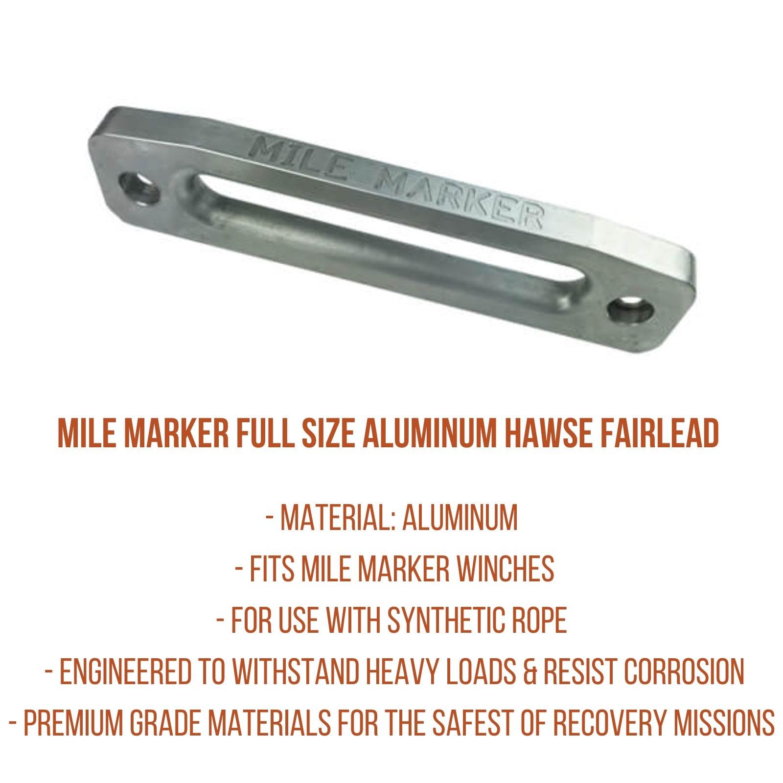 Mile Marker Single Full Size 19-53000 Hawse Fairlead - High Strength Aluminum Construction - Strong & Durable - Designed for use with Synthetic Ropes Only - Made in USA