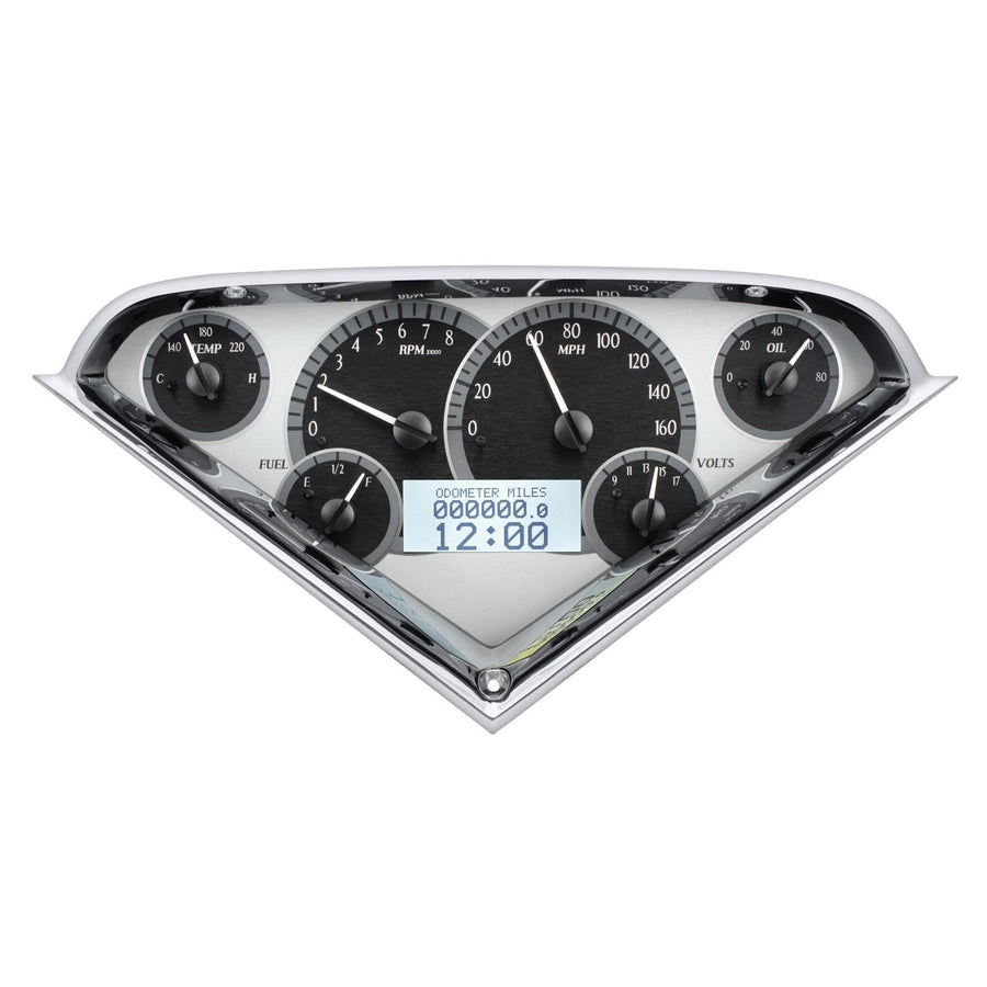 Dakota Digital 55 56 57 58 59 Chevy Analog Pickup Truck Dash Gauges Silver Alloy White VHX-55C-PU-S-W