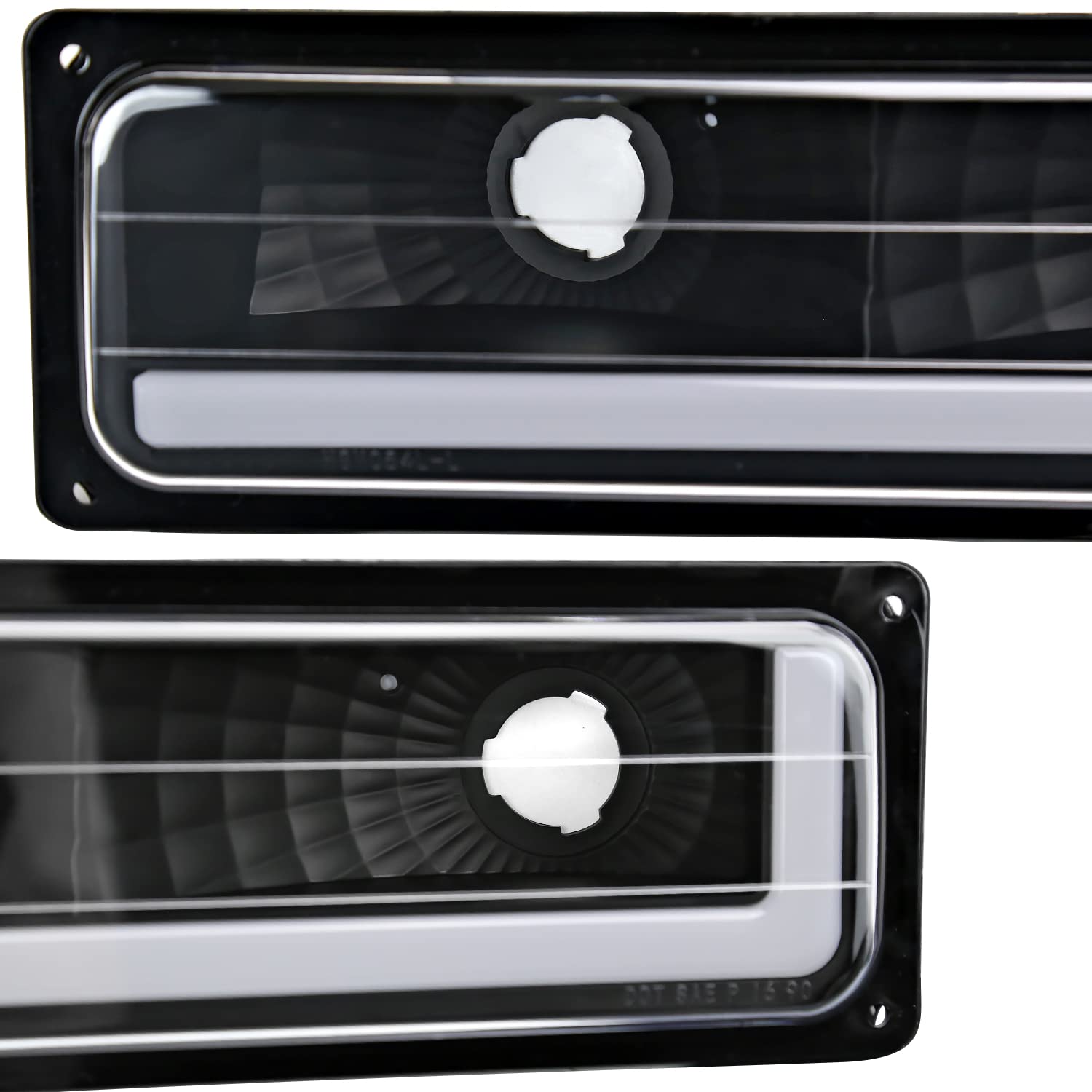 Black Headlights + Corner Lights + Bumper Lights w/LED Tube SPEC-D TUNING Compatible with 1994-1998 Chevy C10 C/K Tahoe Suburban