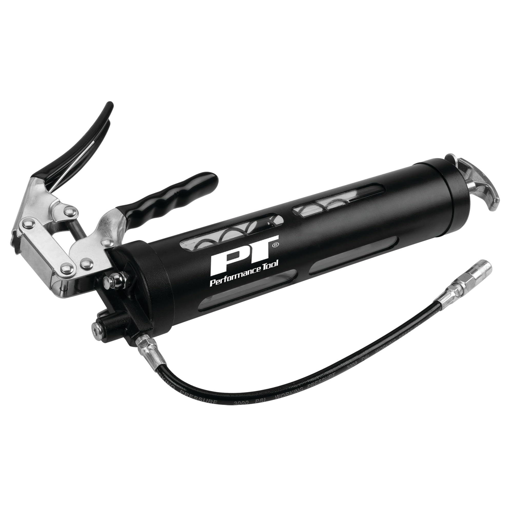 Clear View Performance Tool W54294 Pistol Action Manual Grease Gun with 12-Inch Wipe Hose and Coupler