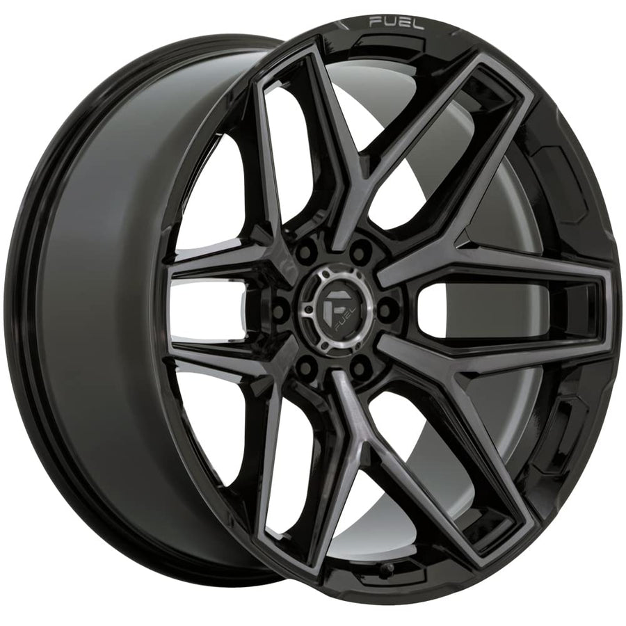 FLUX FUEL OFF-ROAD 18X9 6X135 5.79 20mm GLOSS BLACK BRUSHED FACE WITH GRAY TINT - FC854BT18906320