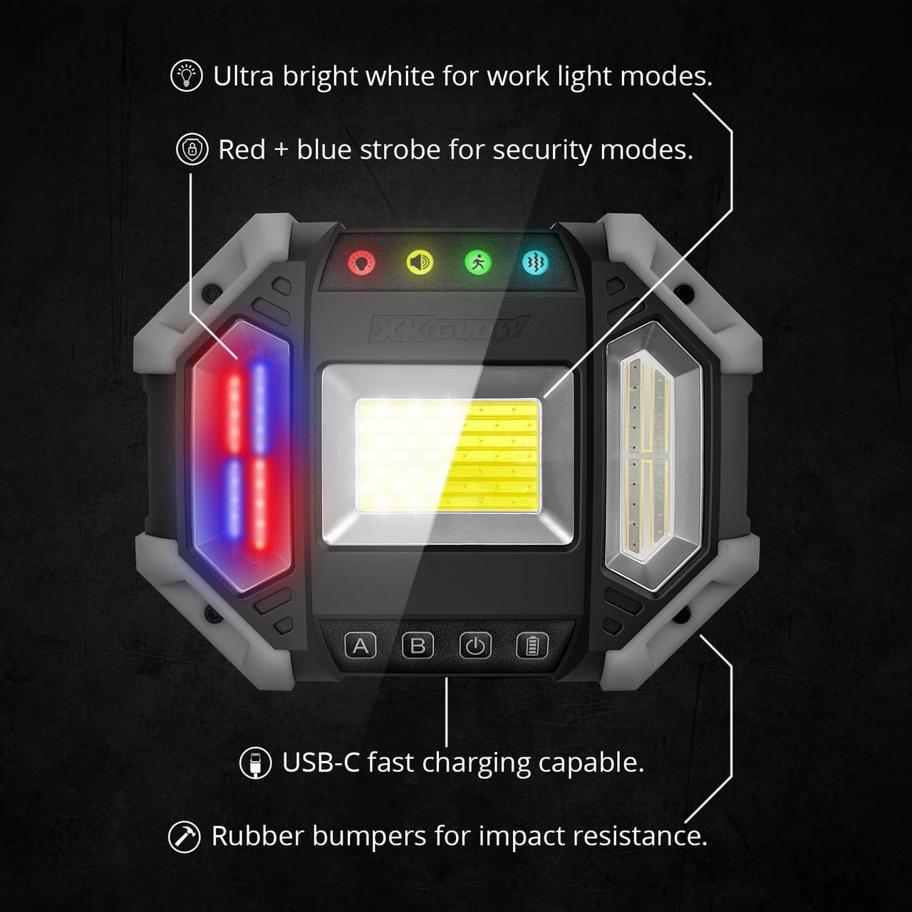 XKGLOW 7 Mode XKdefender Work & Security Light w/Remote for Home Office Commercial Camping Light