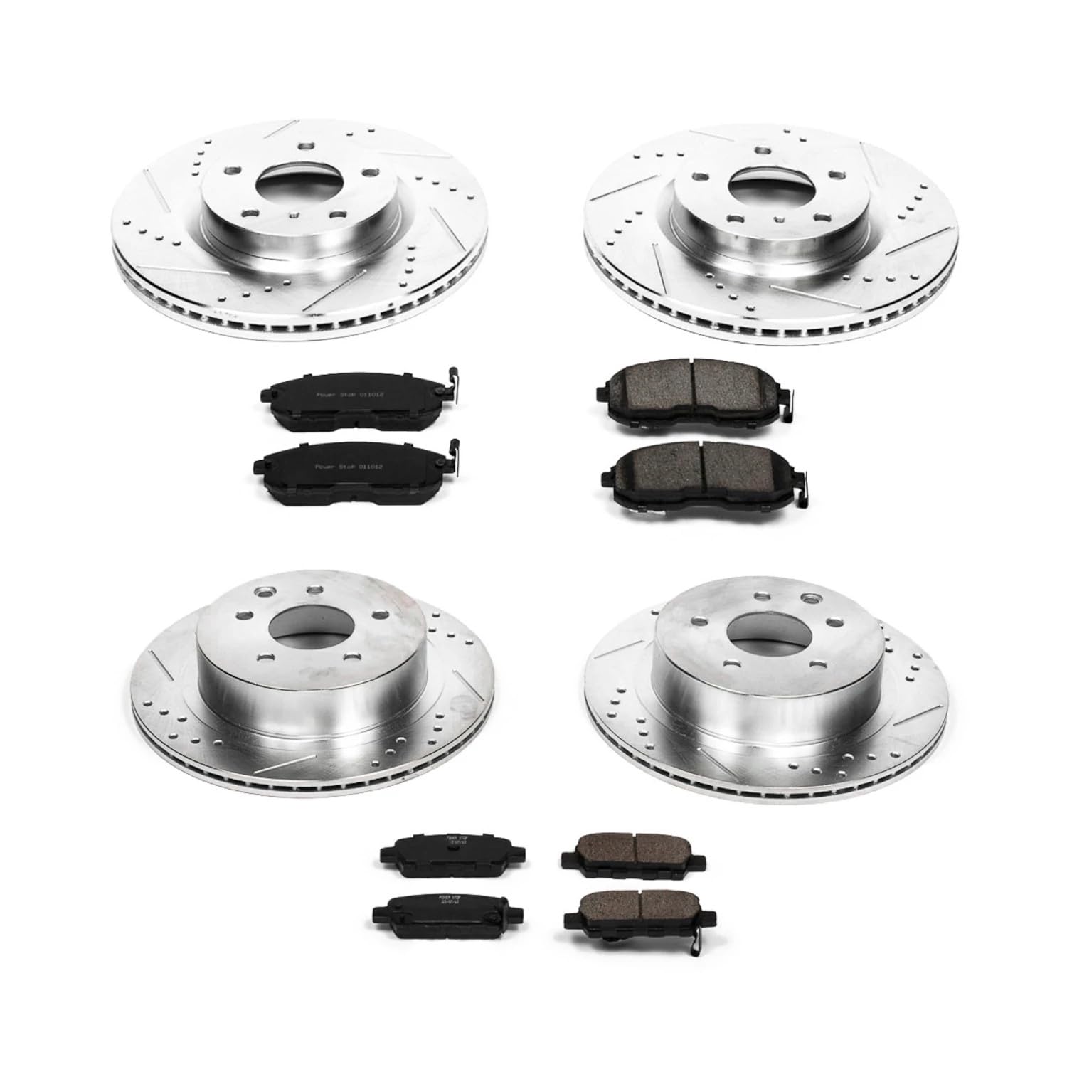 Power Stop K2710 Z23 Carbon Fiber Brake Pads with Drilled & Slotted Brake Rotors Kit For INFINITI G35 2003-2005, Nissan 350Z 2003-2005 [Model Specific]